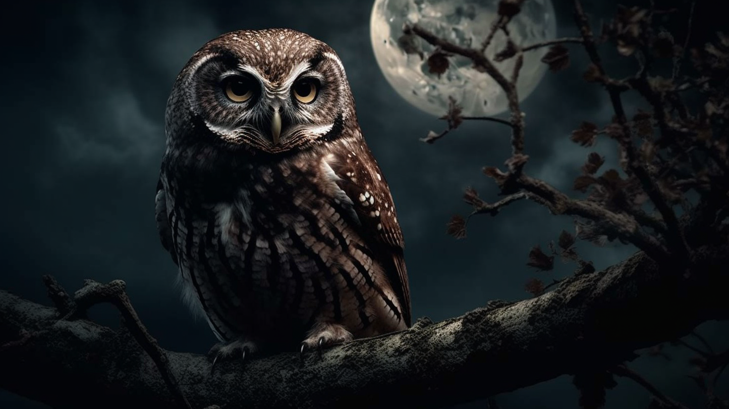 Obraz – Sova V Noci Príroda – AiArt 16:9