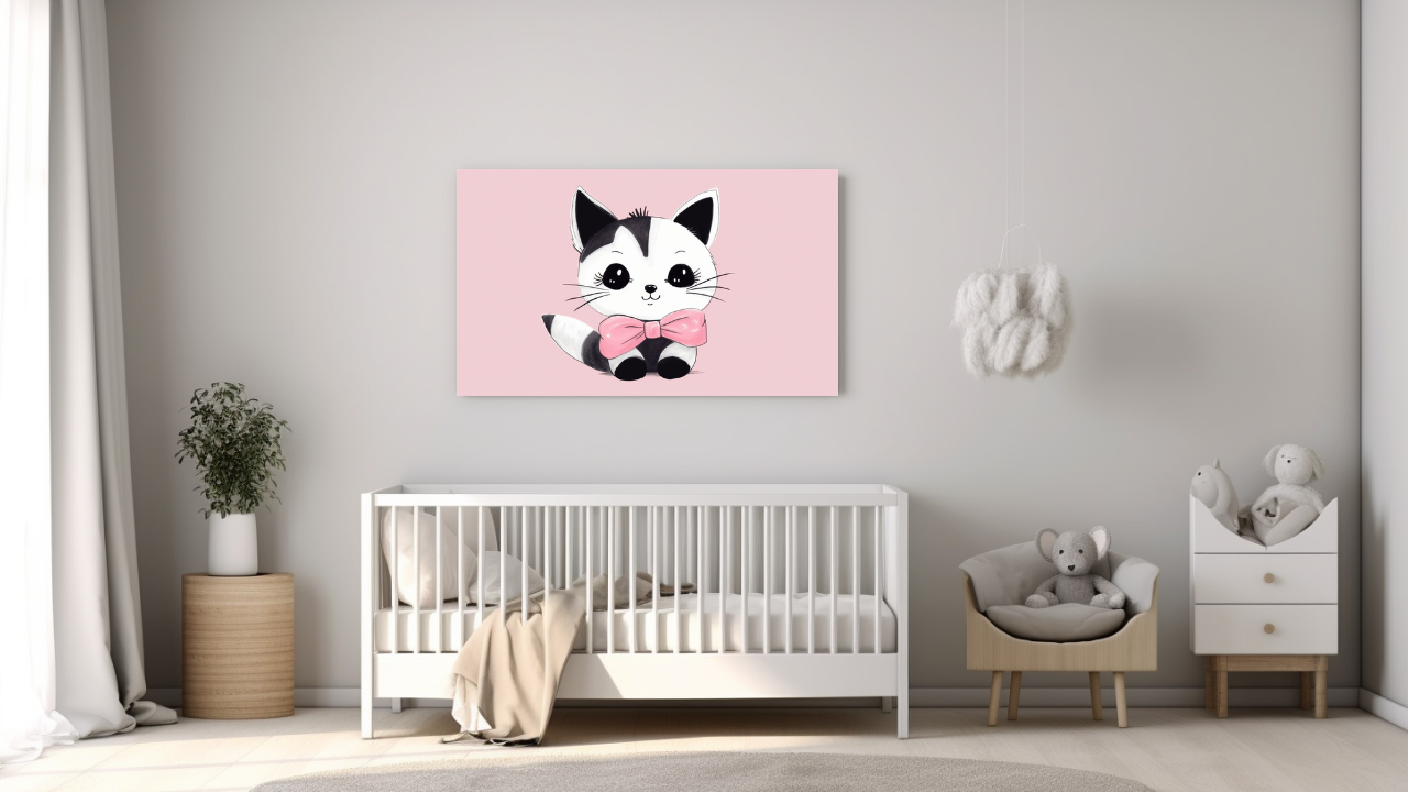 Obraz – Mačiatko S Mašľou Deti – AiArt 16:9