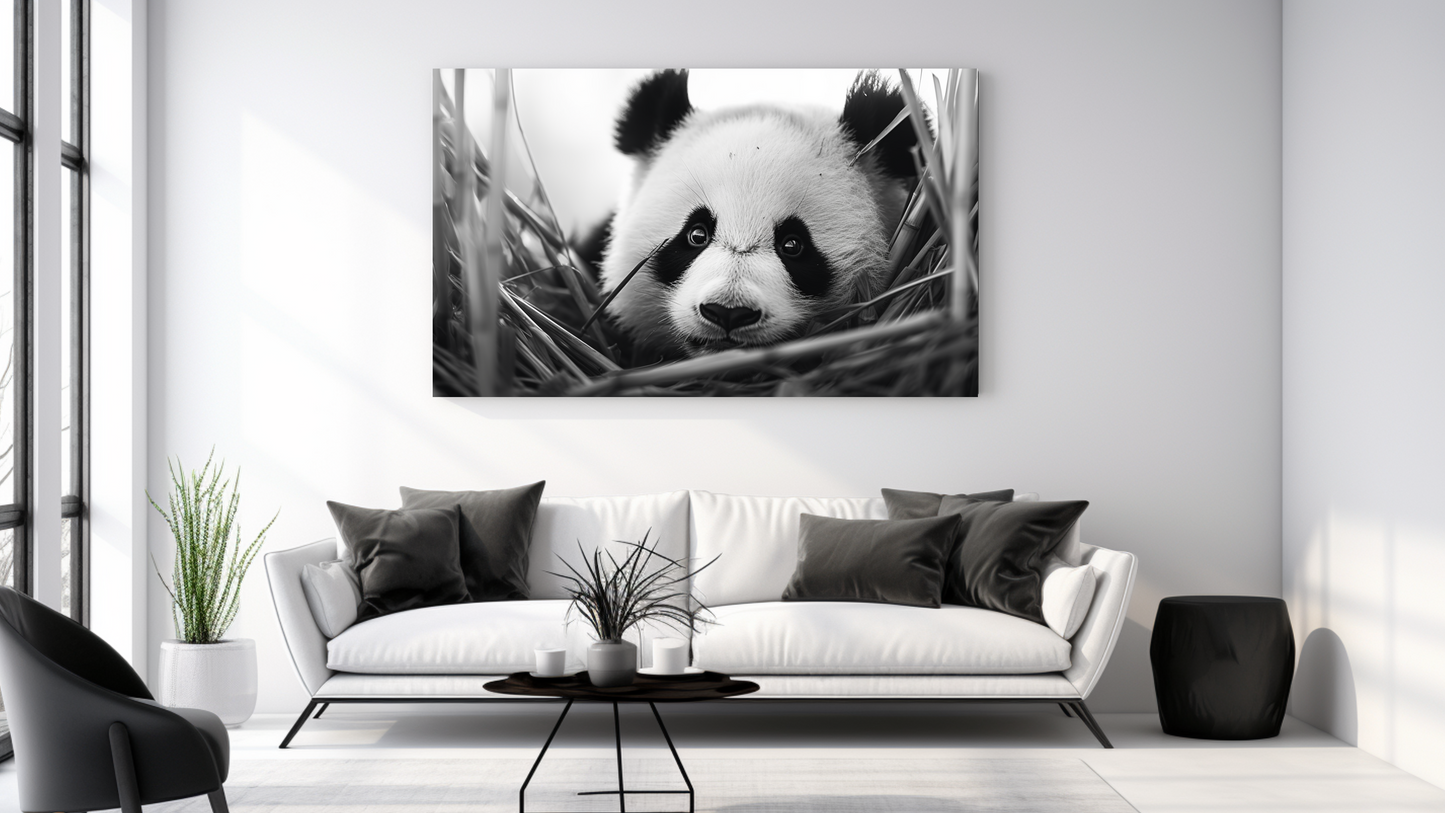 Obraz – Panda Dizajn Čiernobiely – AiArt 16:9