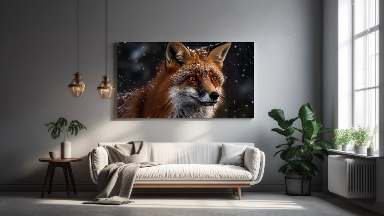Obraz – Líška Na Snehu Príroda– AiArt 16:9