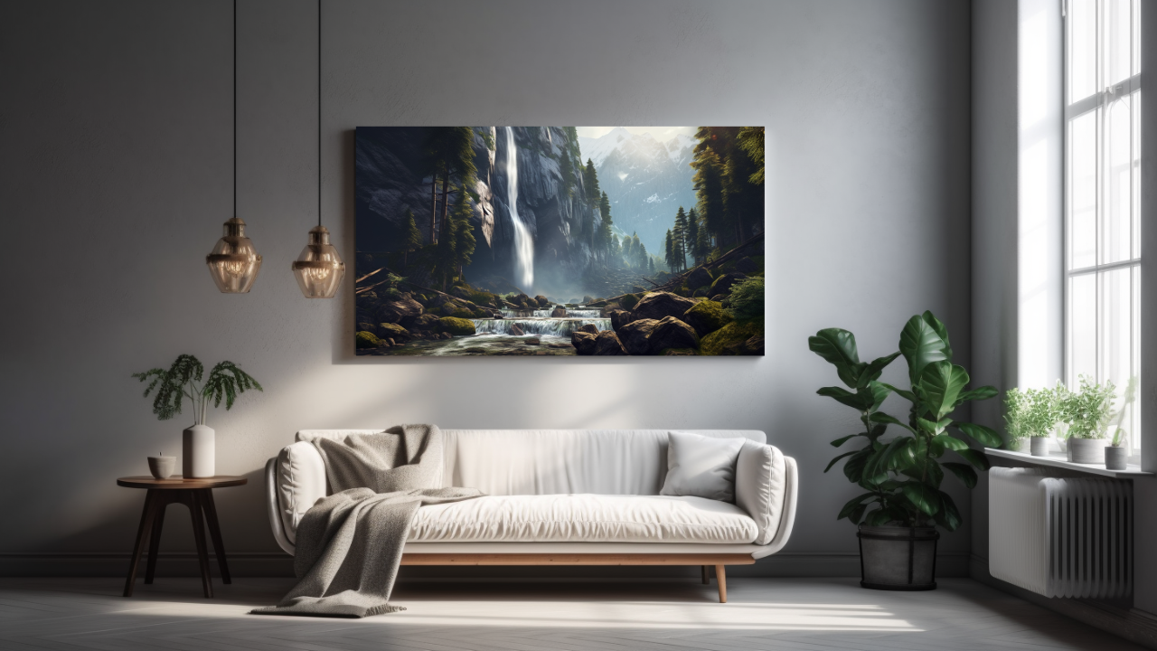 Obraz –  Horský Vodopád Príroda– AiArt 16:9
