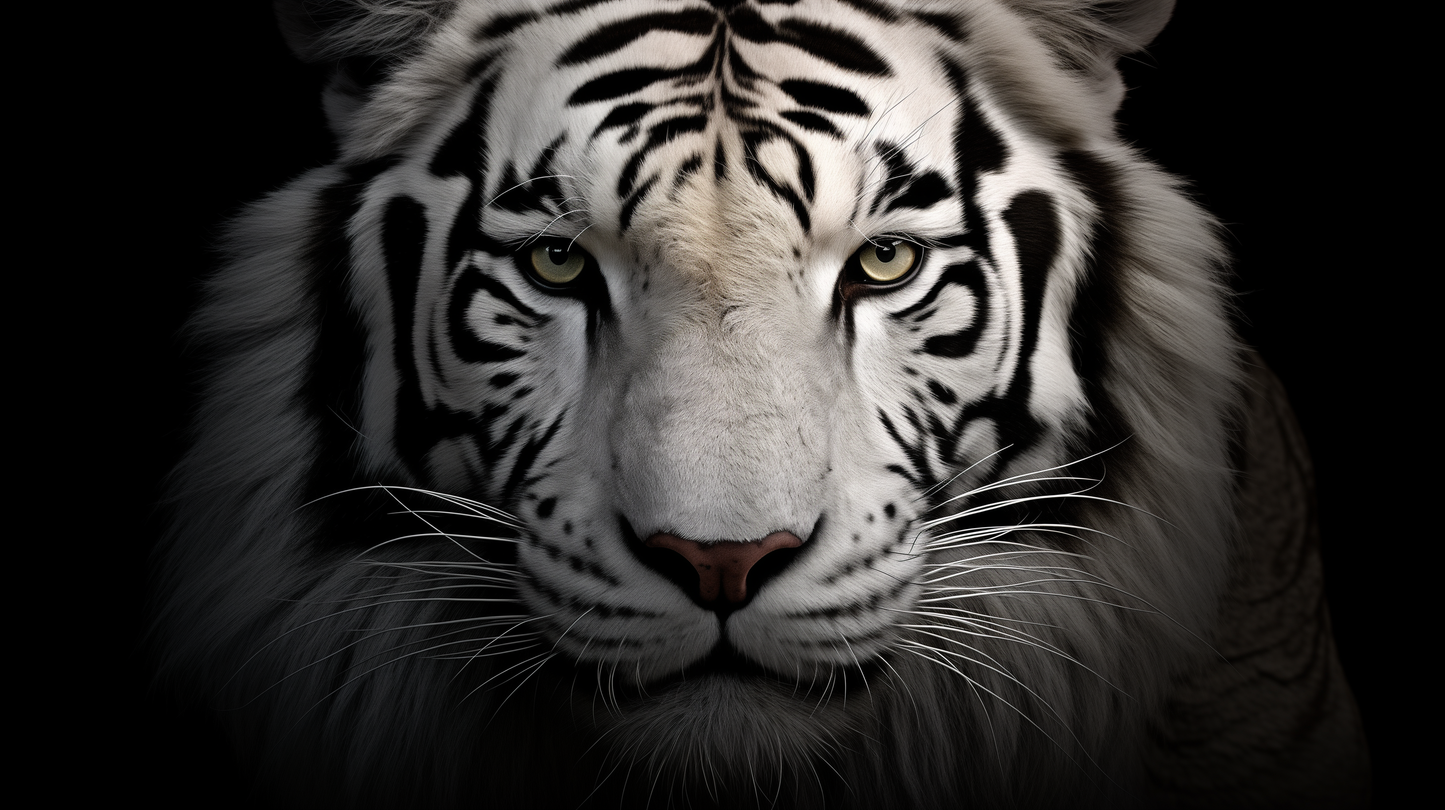 Obraz – Biely Tiger Čiernobiely – AiArt 16:9