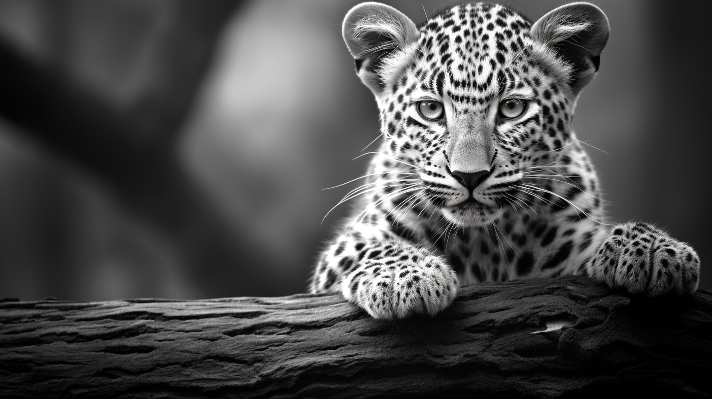 Obraz – Leopard Čiernobiely – AiArt 16:9