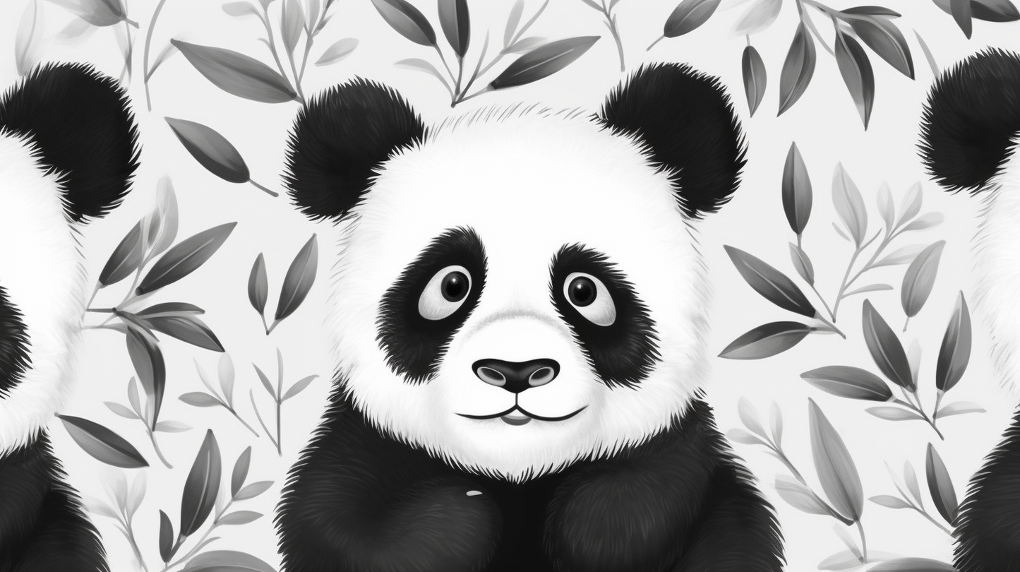Obraz – Panda S Listami Deti – AiArt 16:9