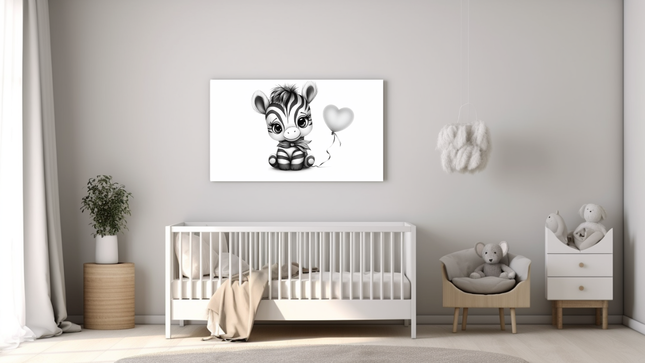 Obraz – Zebra S Balónikom Deti – AiArt 16:9