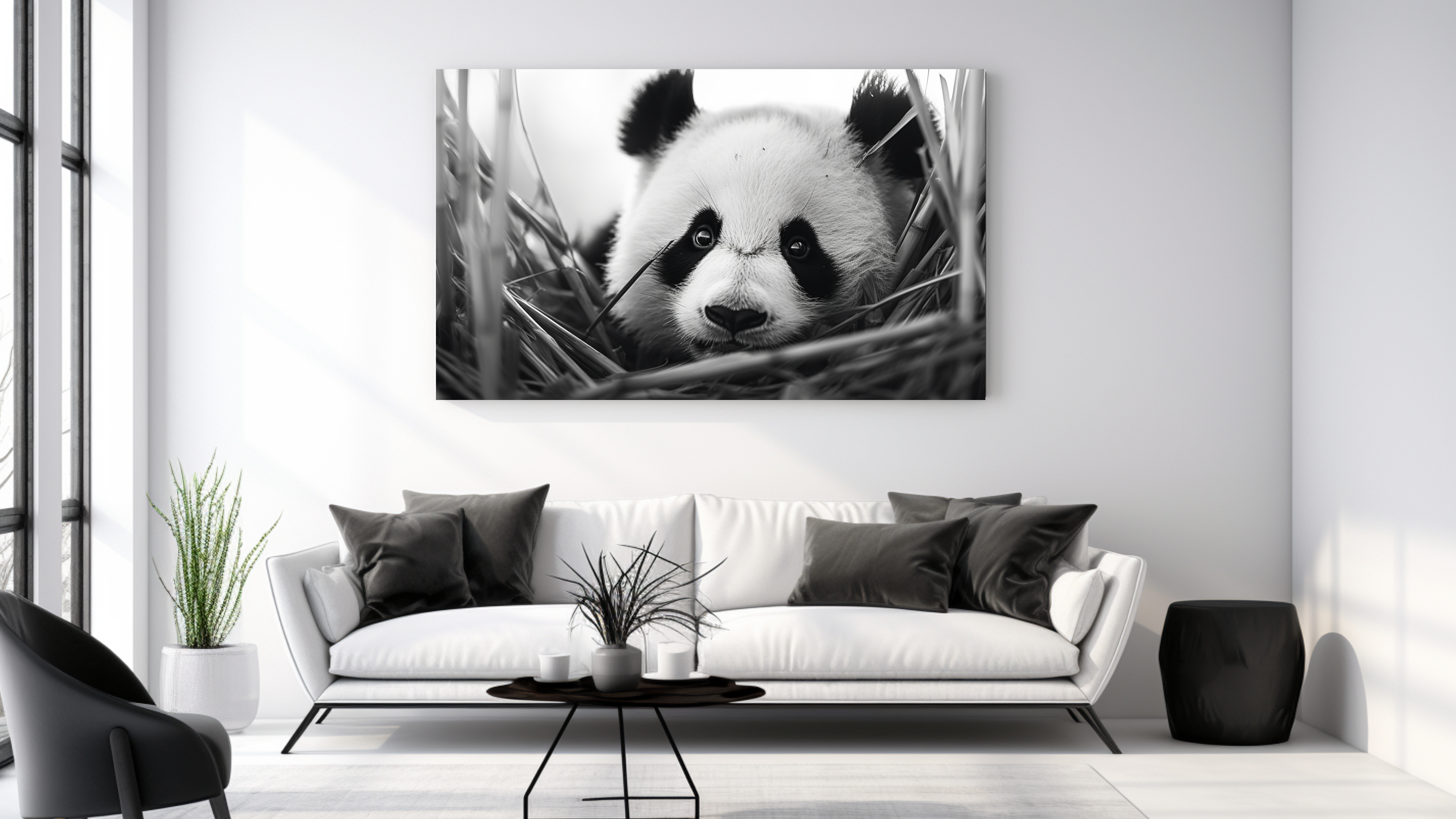 Obraz – Panda Dizajn Čiernobiely – AiArt 16:9