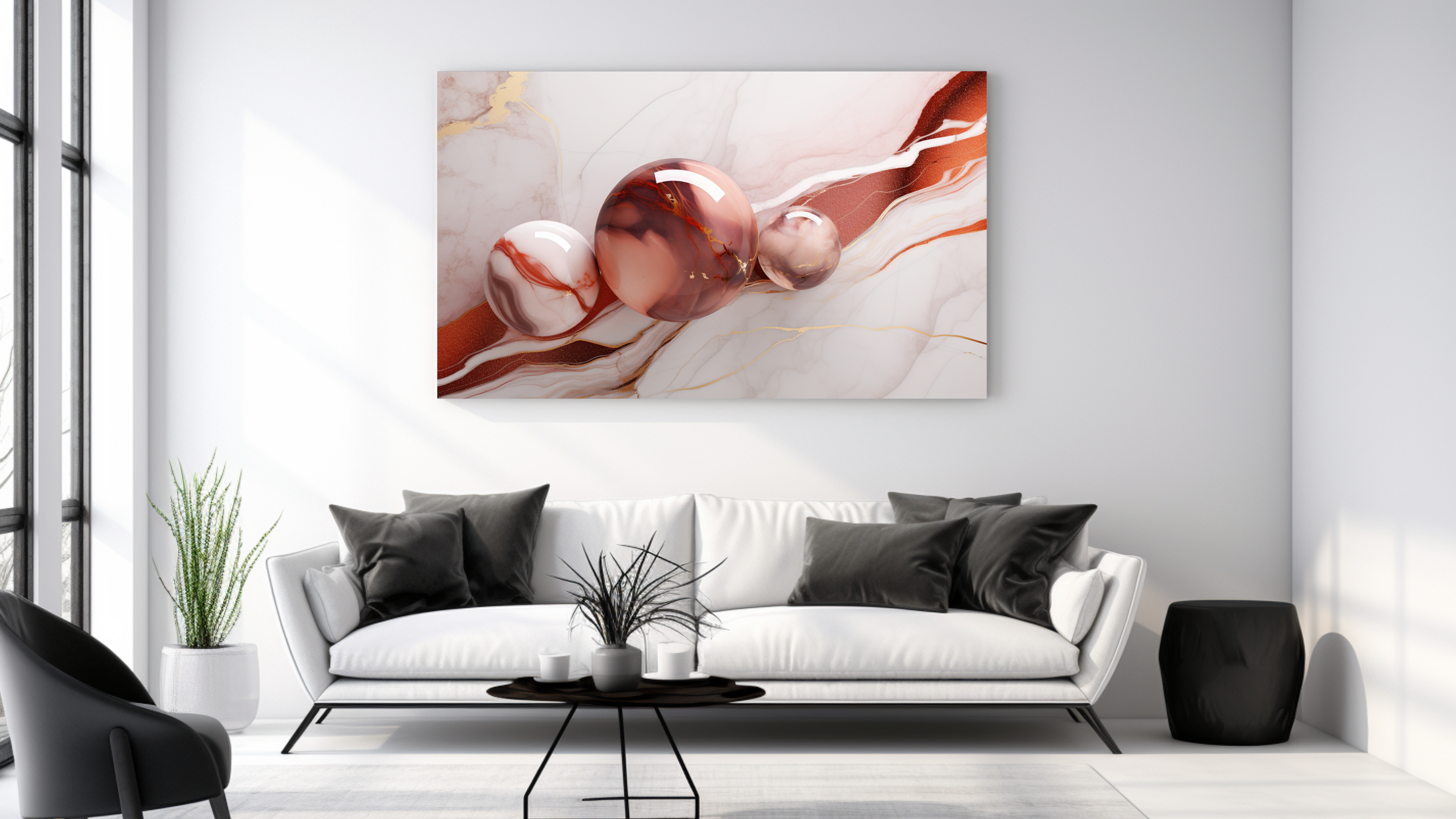 Obraz –  Rosegold Mramor I Abstrakcia – AiArt 16:9