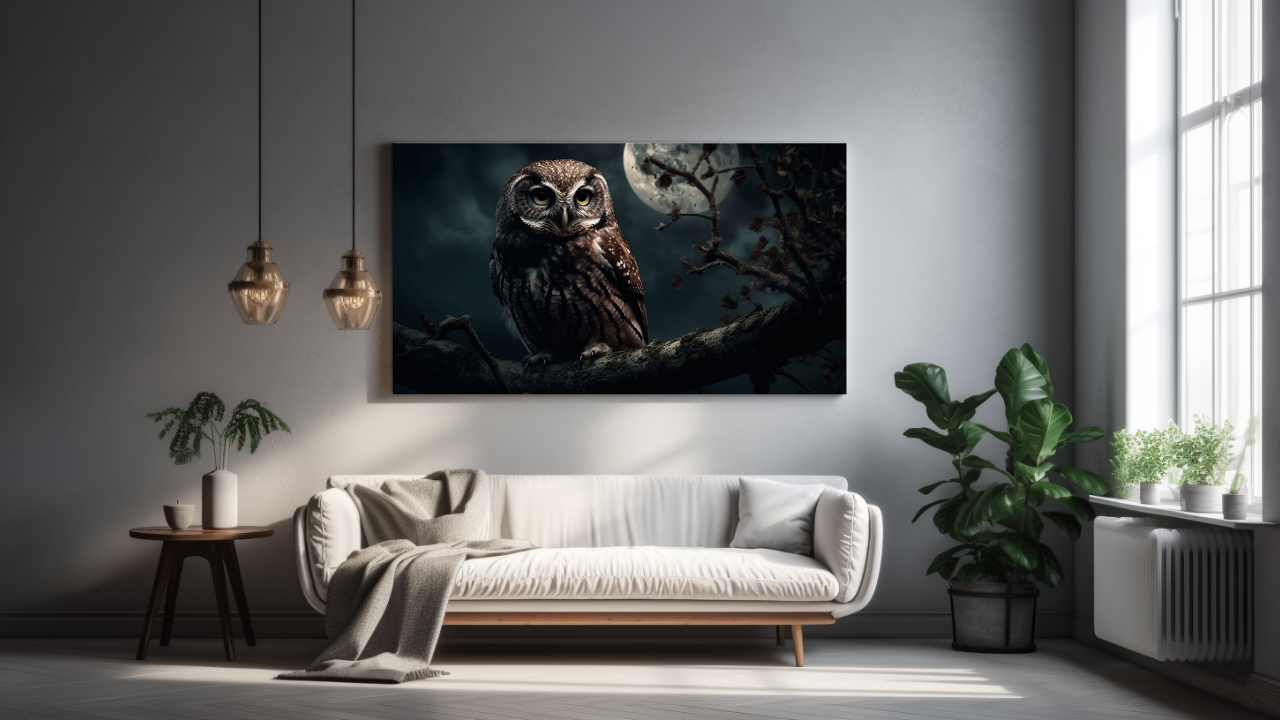 Obraz – Sova V Noci Príroda – AiArt 16:9