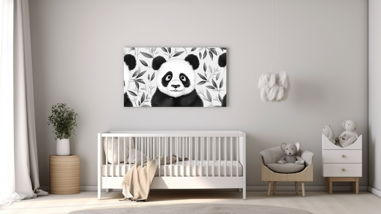 Obraz – Panda S Listami Deti – AiArt 16:9