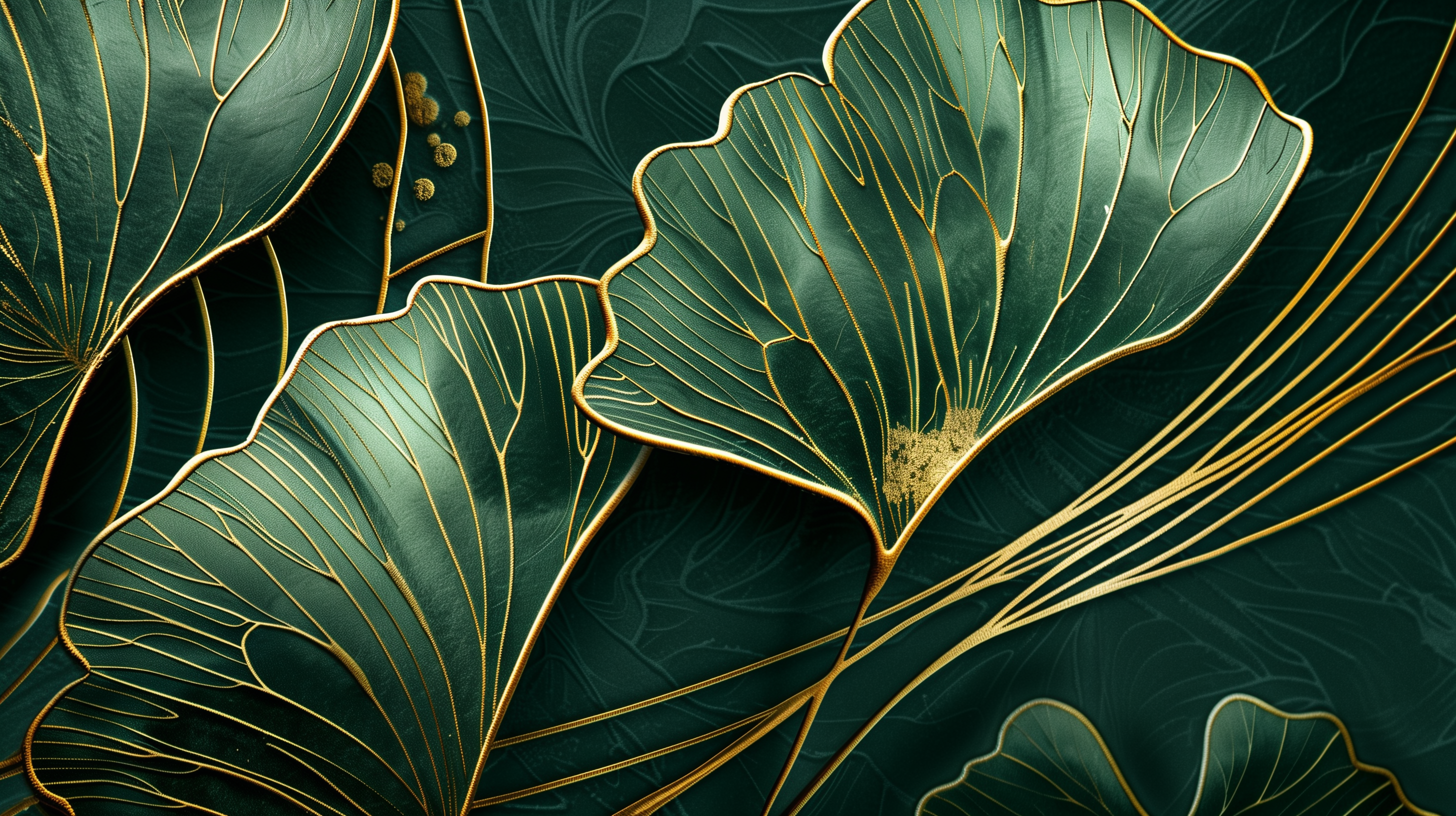 Obraz – Ginkgo Listy I Abstrakcia – AiArt 16:9
