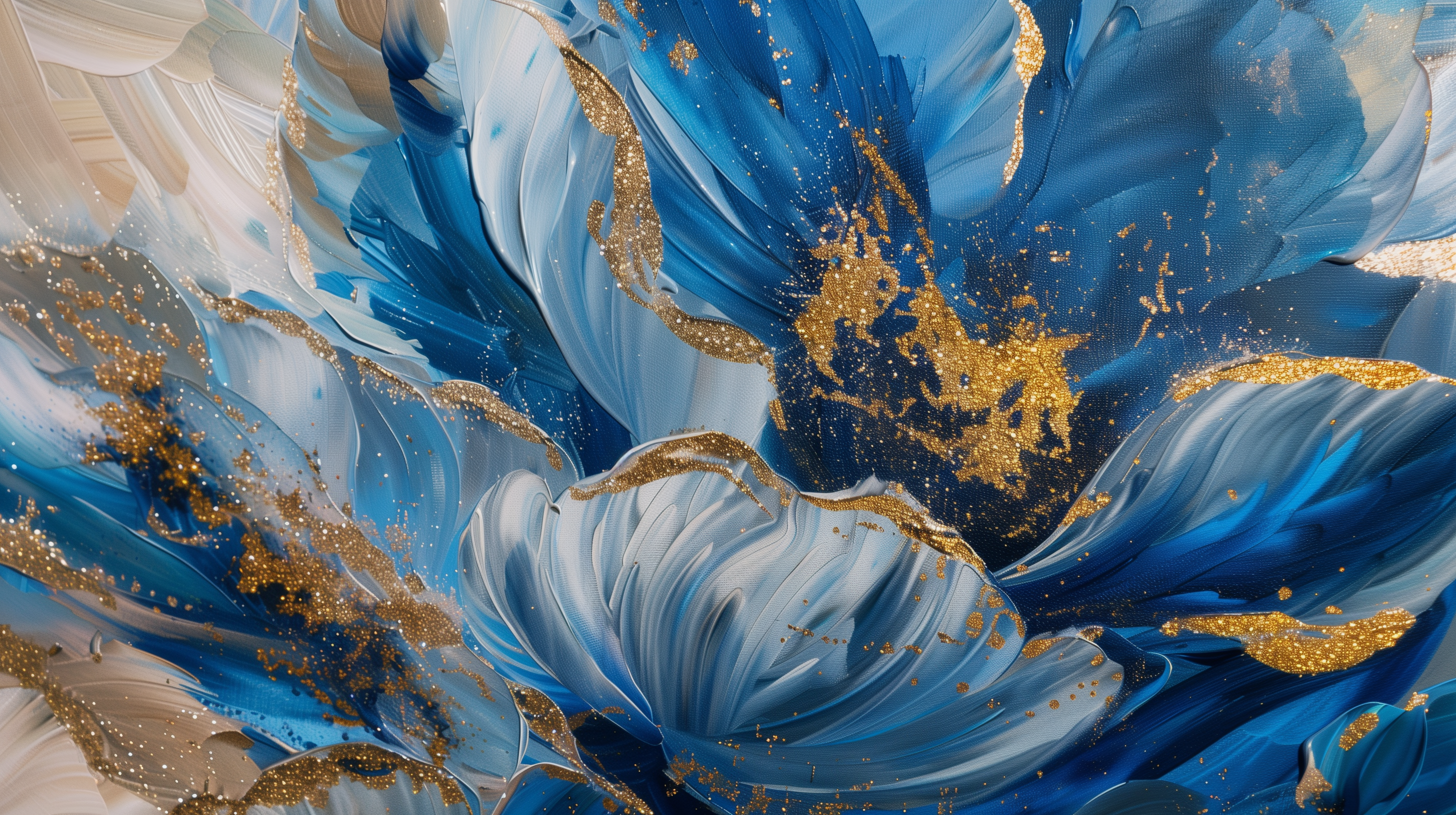 Obraz –  Modré Kvety Abstrakcia – AiArt 16:9