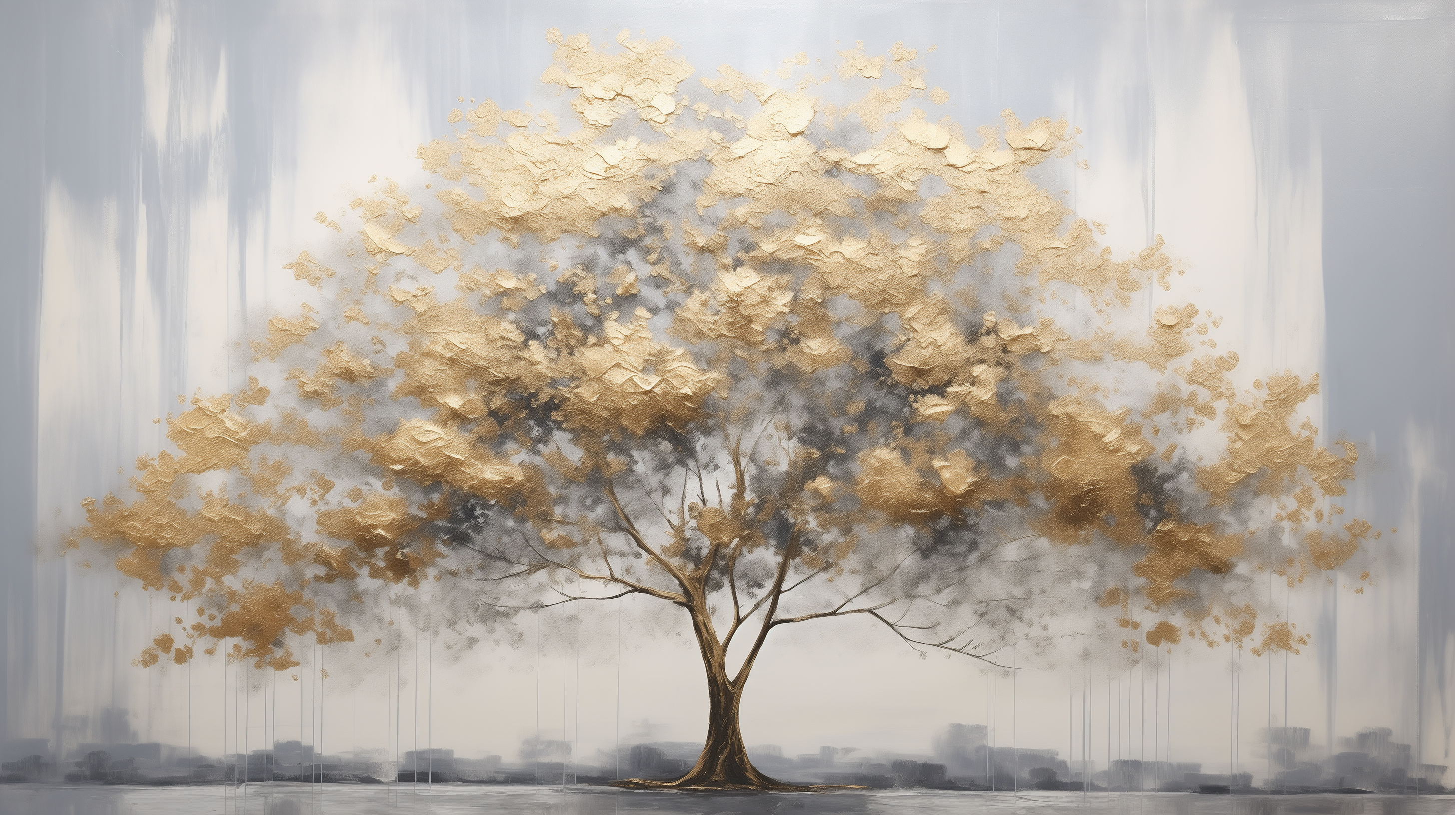 Obraz –  Zlatý Strom Abstrakcia – AiArt 16:9