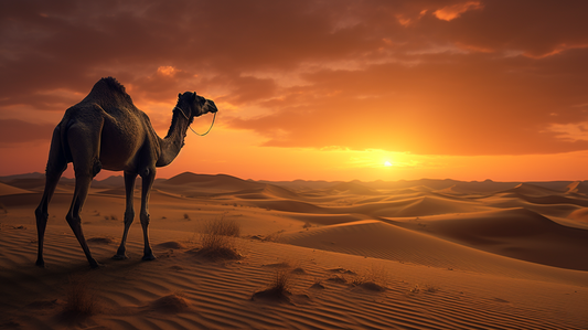 Obraz – Ťava v Púšti I Príroda – AiArt 16:9